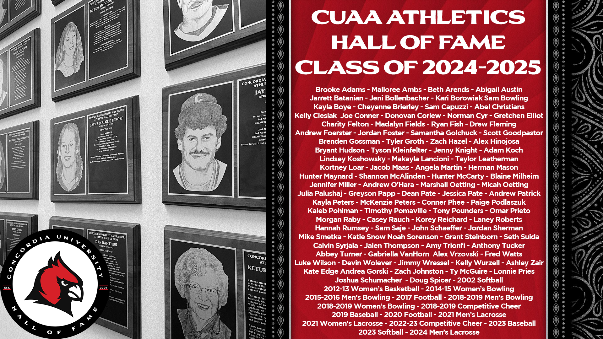 Concordia Ann Arbor announces 2024-25 Athletics Hall of Fame Class