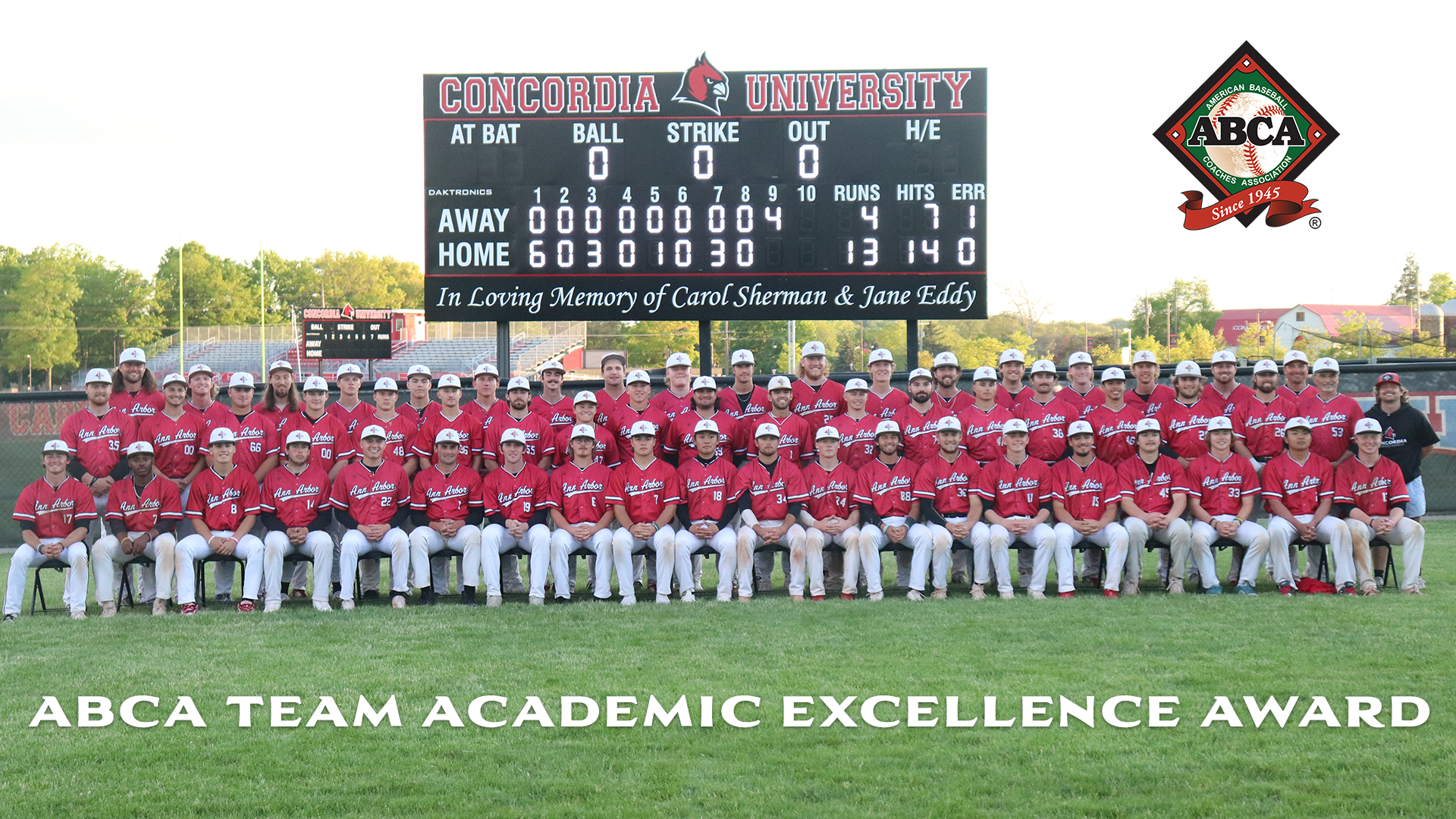 Baseball earns ABCA Team Academic Excellence Award