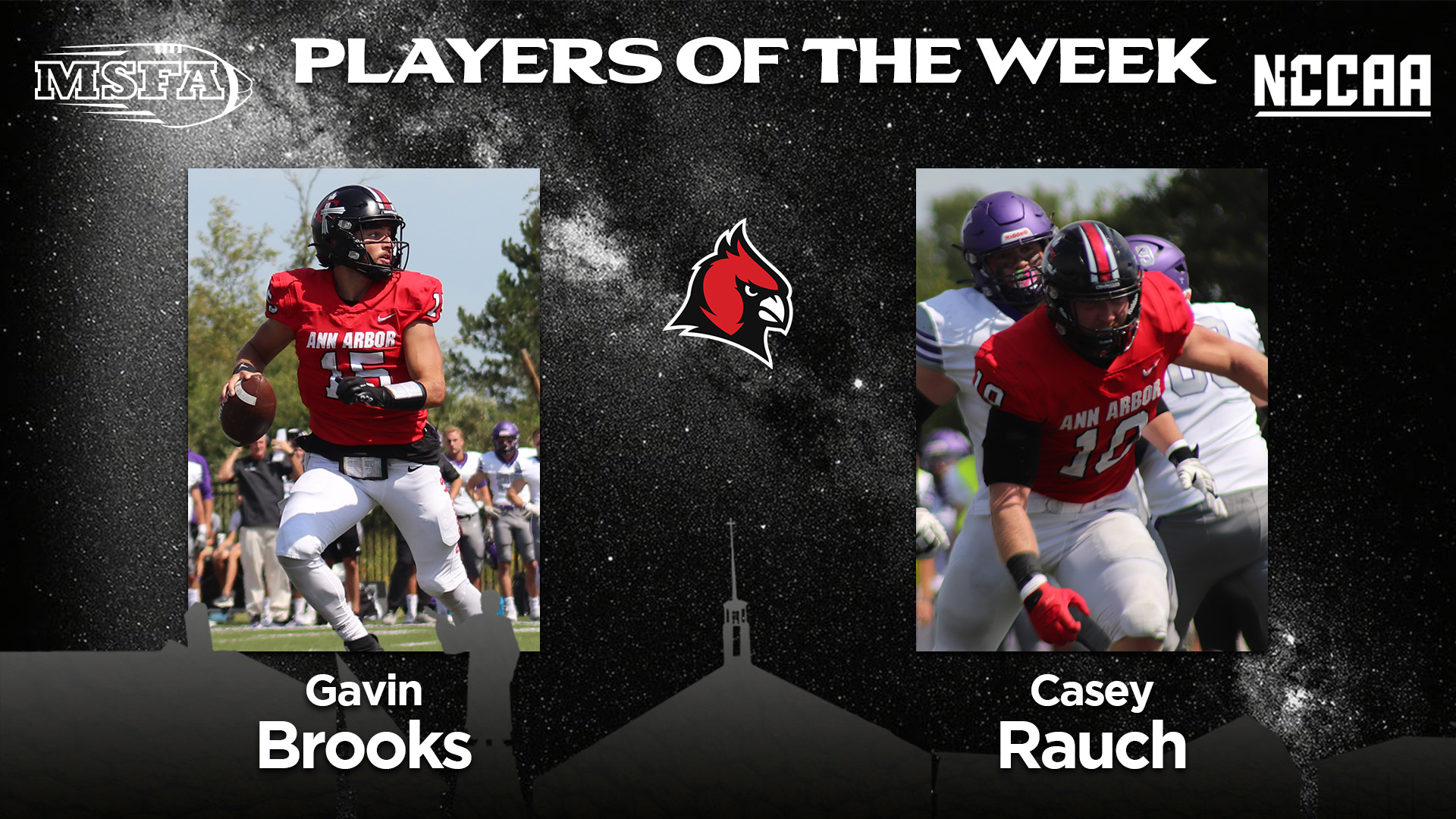 Brooks and Rauch earn MSFA and NCCAA Player of the Week honors