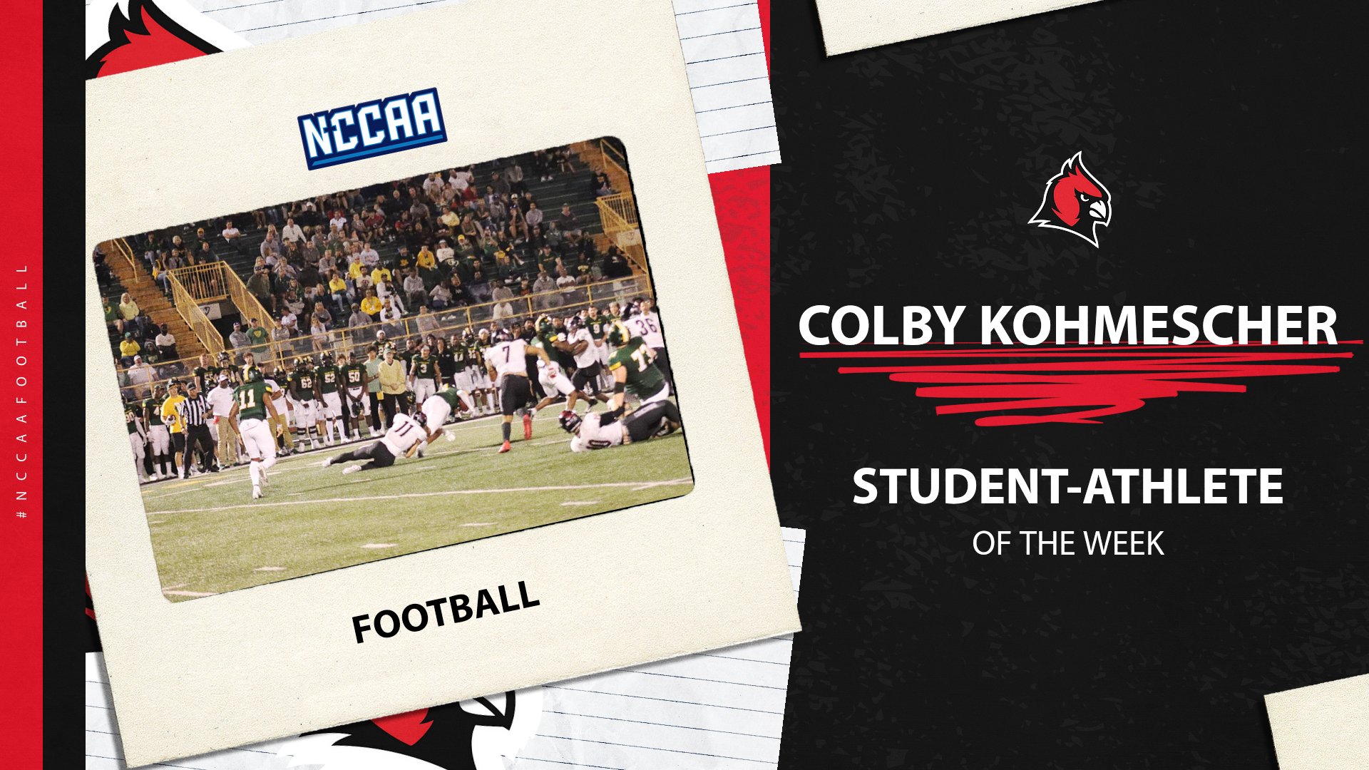 Colby Kohmescher earns NCCAA Defensive Player of the Week