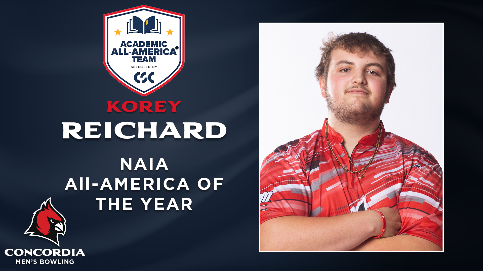 Reichard named CSC NAIA Team Member of the Year; Gossman and Hovarter earn second team honors
