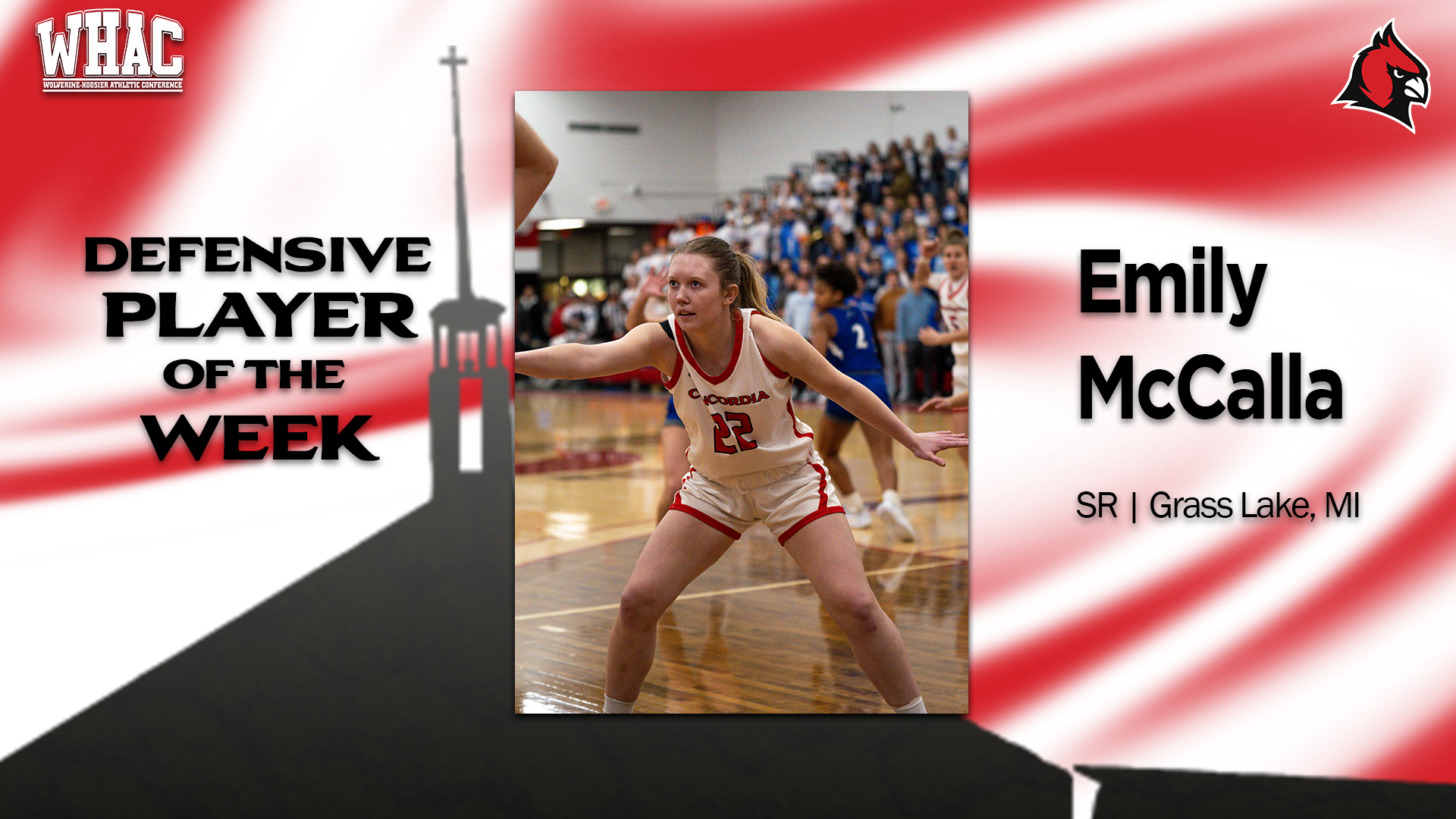 Emily McCalla earns WHAC Defensive Player of the Week