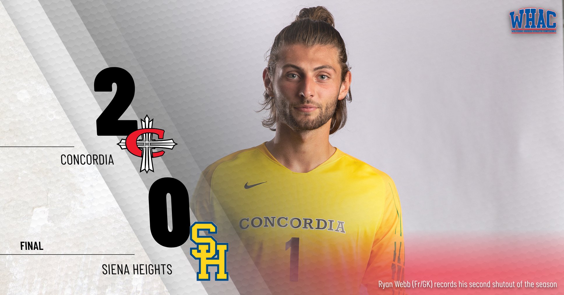 Men's soccer blanks Siena Heights, 2-0