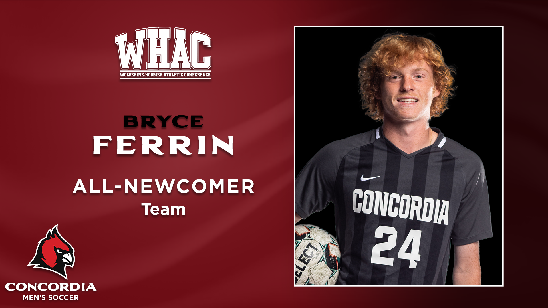 Men's Soccer's Ferrin earns WHAC honors