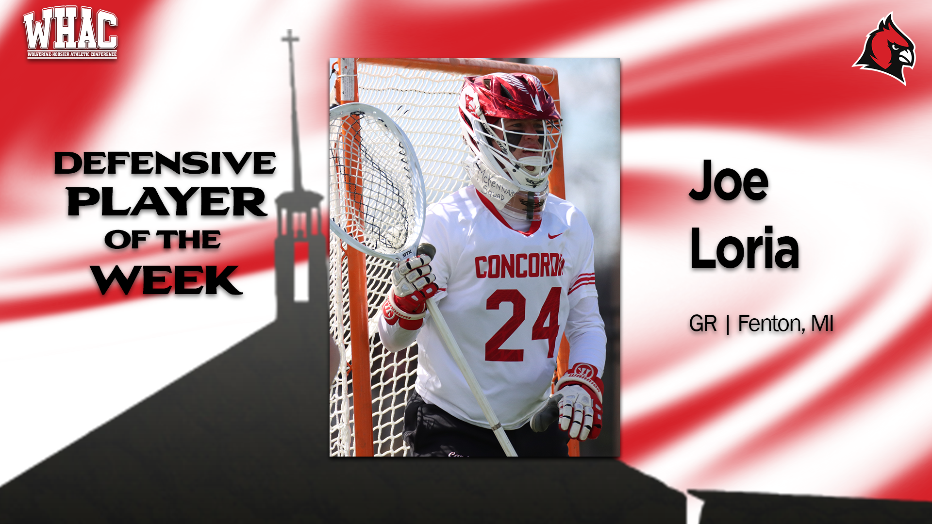 Joe Loria named WHAC Defensive Player of the Week