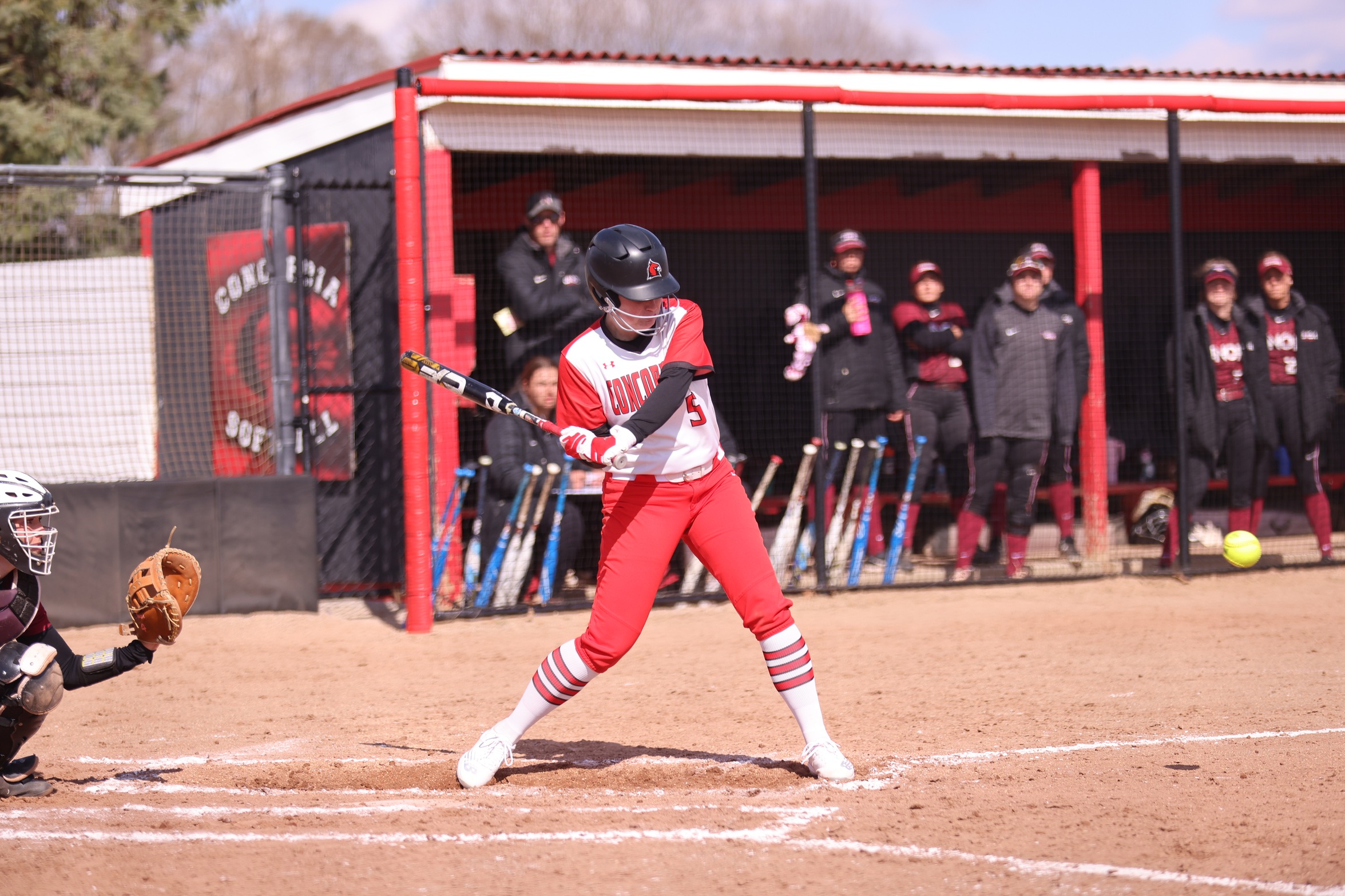Softball splits doubleheader with Aquinas