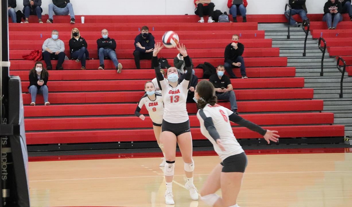 Hailey McCourt led the team with 21 assists and Kaitlin Veihl recorded a team high 12 kills